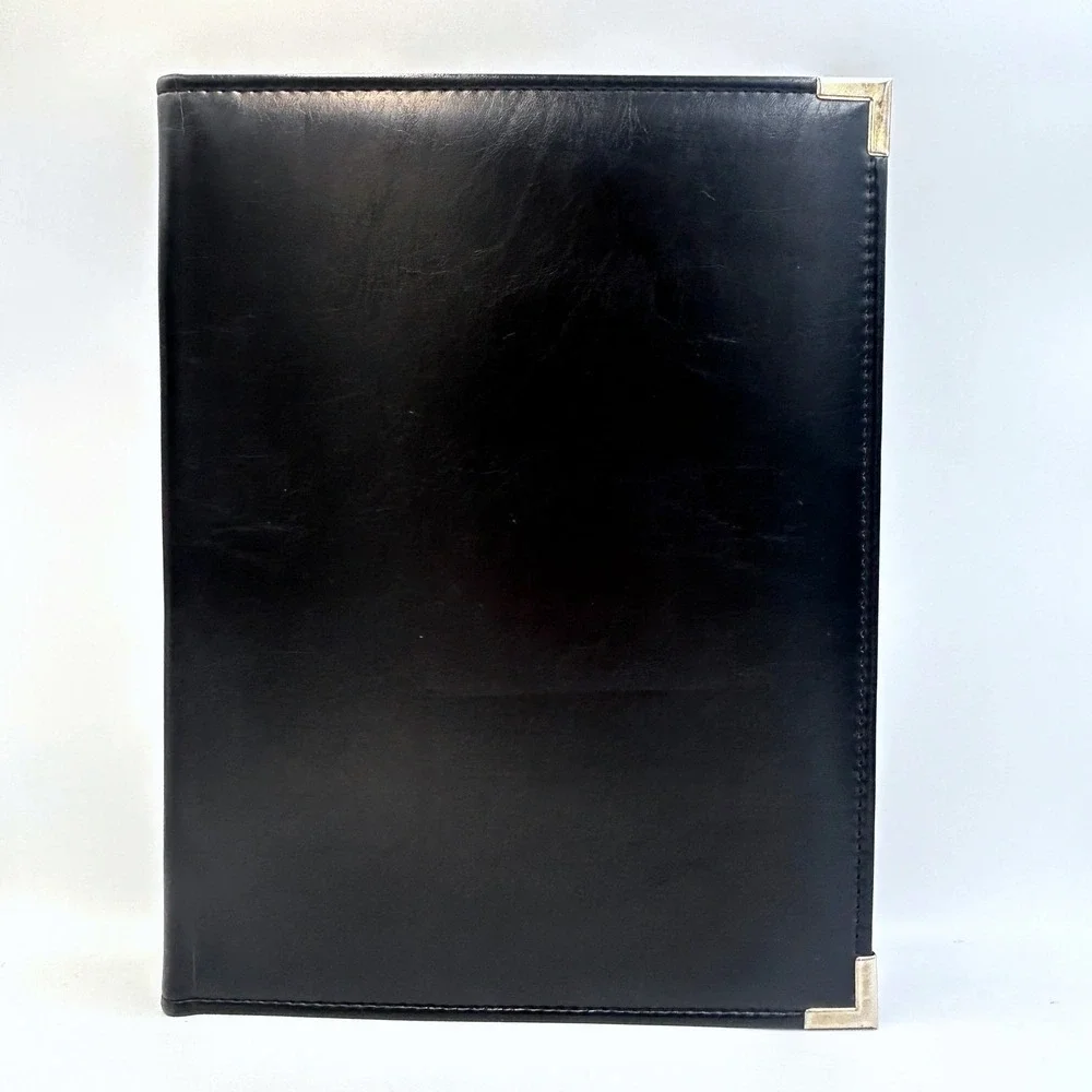 Vintage InteliDesign Portfolio Faux Leather Solar Calculator Padfolio 90s Black